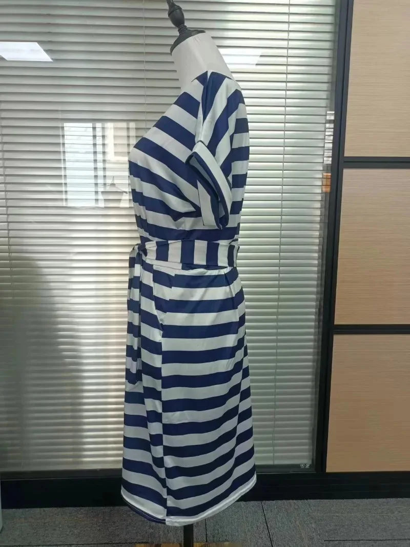New Summer Casual Short Sleeve O-Neck Striped Oversize Women Dresses Slim Bodycon Dress Female Solid Pockets Midi Cotton Dress New Summer Casual Short Sleeve O-Neck Striped Oversize Women Dresses Slim Bodycon Dress Female Solid Pockets Midi Cotton Dress